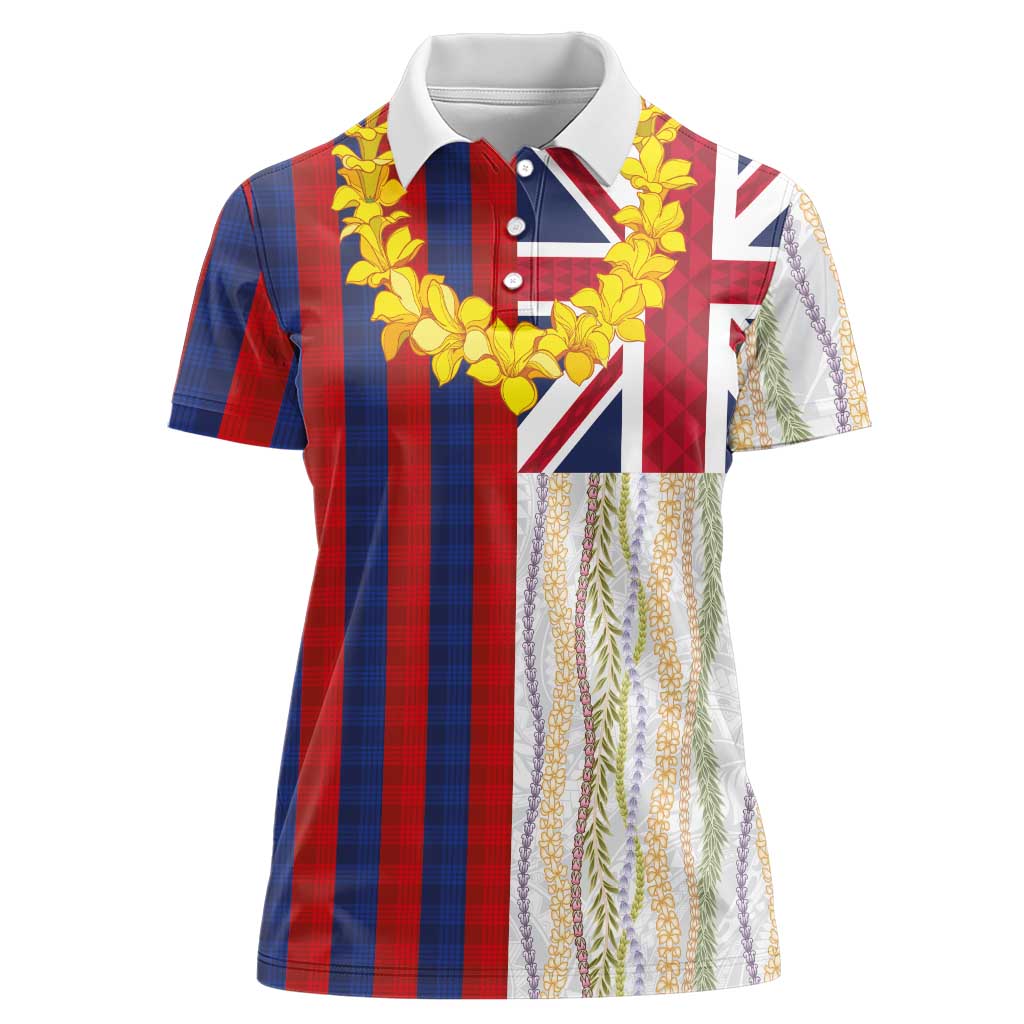 Hawaiian Tropical Plants Lei Women Polo Shirt National Flag Style - Polynesian Pride
