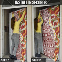 Hawaiian Plumeria Lei Door Cover Kakau Motifs and Palaka Half Style Red Color LT03 - Polynesian Pride