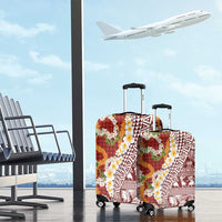 Hawaiian Plumeria Lei Luggage Cover Kakau Motifs and Palaka Half Style Red Color - Polynesian Pride