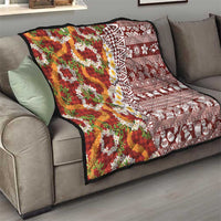 Hawaiian Plumeria Lei Quilt Kakau Motifs and Palaka Half Style Red Color LT03 - Polynesian Pride