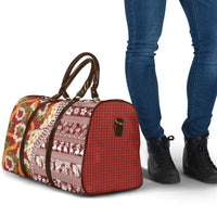 Hawaiian Plumeria Lei Travel Bag Kakau Motifs and Palaka Half Style Red Color - Polynesian Pride
