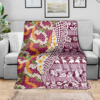 Hawaiian Plumeria Lei Blanket Kakau Motifs and Palaka Half Style Pink Color LT03 - Polynesian Pride