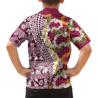 Hawaiian Plumeria Lei Hawaiian Shirt Kakau Motifs and Palaka Half Style Pink Color LT03 - Polynesian Pride