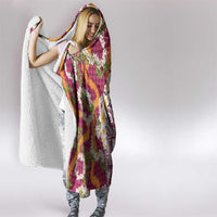 Hawaiian Plumeria Lei Hooded Blanket Kakau Motifs and Palaka Half Style Pink Color LT03 - Polynesian Pride