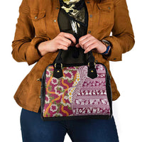 Hawaiian Plumeria Lei Shoulder Handbag Kakau Motifs and Palaka Half Style Pink Color - Polynesian Pride