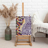 Hawaiian Plumeria Lei Canvas Wall Art Kakau Motifs and Palaka Half Style Purple Color LT03 - Polynesian Pride