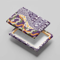 Hawaiian Plumeria Lei Canvas Wall Art Kakau Motifs and Palaka Half Style Purple Color LT03 - Polynesian Pride