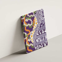 Hawaiian Plumeria Lei Canvas Wall Art Kakau Motifs and Palaka Half Style Purple Color LT03 - Polynesian Pride