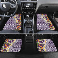 Hawaiian Plumeria Lei Car Mats Kakau Motifs and Palaka Half Style Purple Color LT03 Set 4pcs Purple - Polynesian Pride