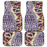 Hawaiian Plumeria Lei Car Mats Kakau Motifs and Palaka Half Style Purple Color LT03 - Polynesian Pride