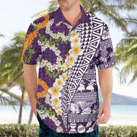 Hawaiian Plumeria Lei Hawaiian Shirt Kakau Motifs and Palaka Half Style Purple Color - Polynesian Pride