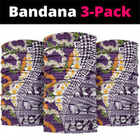 Hawaiian Plumeria Lei Neck Gaiter Kakau Motifs and Palaka Half Style Purple Color LT03 package One Size: 25*50cm Purple - Polynesian Pride