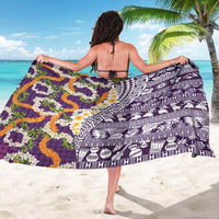 Hawaiian Plumeria Lei Sarong Kakau Motifs and Palaka Half Style Purple Color LT03 - Polynesian Pride