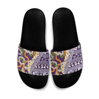 Hawaiian Plumeria Lei Slide Sandals Kakau Motifs and Palaka Half Style Purple Color LT03 Purple - Polynesian Pride