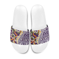 Hawaiian Plumeria Lei Slide Sandals Kakau Motifs and Palaka Half Style Purple Color LT03 Purple - Polynesian Pride