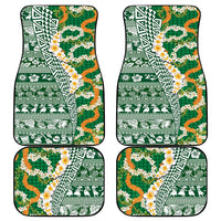 Hawaiian Plumeria Lei Car Mats Kakau Motifs and Palaka Half Style Green Color LT03 - Polynesian Pride