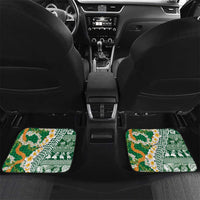 Hawaiian Plumeria Lei Car Mats Kakau Motifs and Palaka Half Style Green Color LT03 Set 2pcs - Back Green - Polynesian Pride