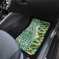 Hawaiian Plumeria Lei Car Mats Kakau Motifs and Palaka Half Style Green Color LT03 - Polynesian Pride