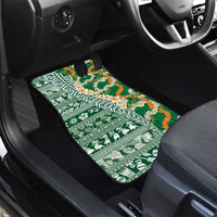 Hawaiian Plumeria Lei Car Mats Kakau Motifs and Palaka Half Style Green Color LT03 - Polynesian Pride