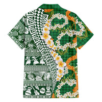 Hawaiian Plumeria Lei Family Matching Short Sleeve Bodycon Dress and Hawaiian Shirt Kakau Motifs and Palaka Half Style Green Color LT03 - Polynesian Pride