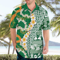 Hawaiian Plumeria Lei Hawaiian Shirt Kakau Motifs and Palaka Half Style Green Color LT03 - Polynesian Pride