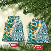 Hawaiian Plumeria Lei Ceramic Ornament Kakau Motifs and Palaka Half Style Turquoise Color LT03 Bell Flake Turquoise - Polynesian Pride