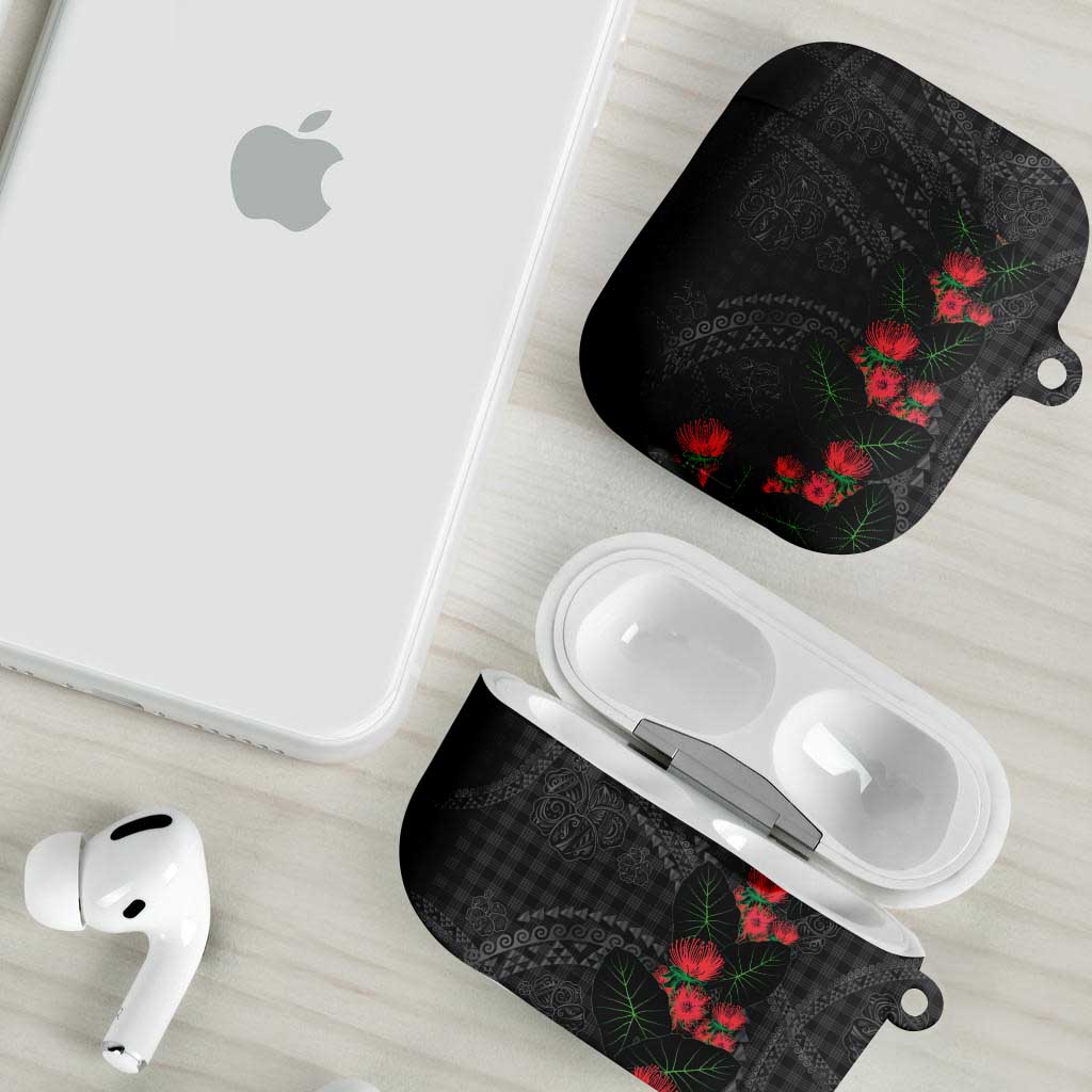 Hawaiian Kakau Art AirPods Case Taro Leaves with Ohia Lehua and Pakala Pattern LT03 - Polynesian Pride