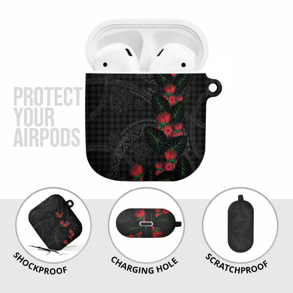 Hawaiian Kakau Art AirPods Case Taro Leaves with Ohia Lehua and Pakala Pattern LT03 - Polynesian Pride