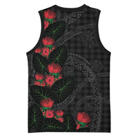 Hawaiian Kakau Art Basketball Jersey Taro Leaves with Ohia Lehua and Pakala Pattern LT03 - Polynesian Pride