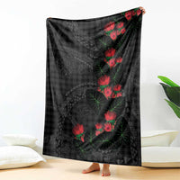 Hawaiian Kakau Art Blanket Taro Leaves with Ohia Lehua and Pakala Pattern LT03 - Polynesian Pride