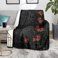 Hawaiian Kakau Art Blanket Taro Leaves with Ohia Lehua and Pakala Pattern LT03 - Polynesian Pride