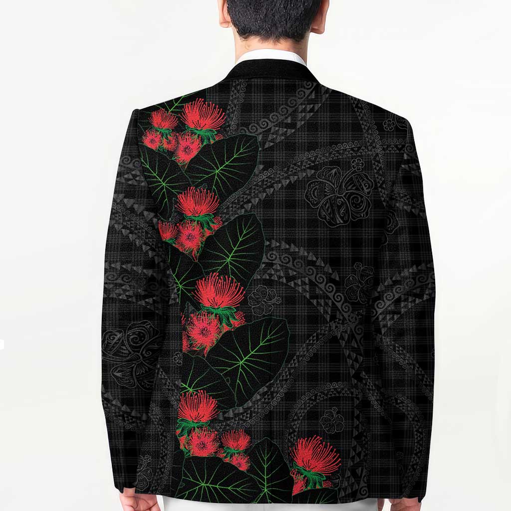 Hawaiian Kakau Art Blazer Taro Leaves with Ohia Lehua and Pakala Pattern LT03 - Polynesian Pride