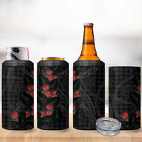 Hawaiian Kakau Art 4 in 1 Can Cooler Tumbler Taro Leaves with Ohia Lehua and Pakala Pattern LT03 - Polynesian Pride