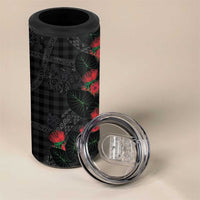 Hawaiian Kakau Art 4 in 1 Can Cooler Tumbler Taro Leaves with Ohia Lehua and Pakala Pattern LT03 - Polynesian Pride
