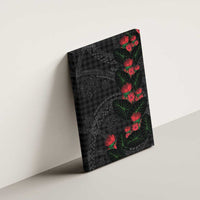 Hawaiian Kakau Art Canvas Wall Art Taro Leaves with Ohia Lehua and Pakala Pattern - Polynesian Pride