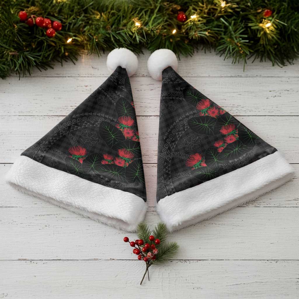 Hawaiian Kakau Art Christmas Santa Hat Taro Leaves with Ohia Lehua and Pakala Pattern LT03 - Polynesian Pride
