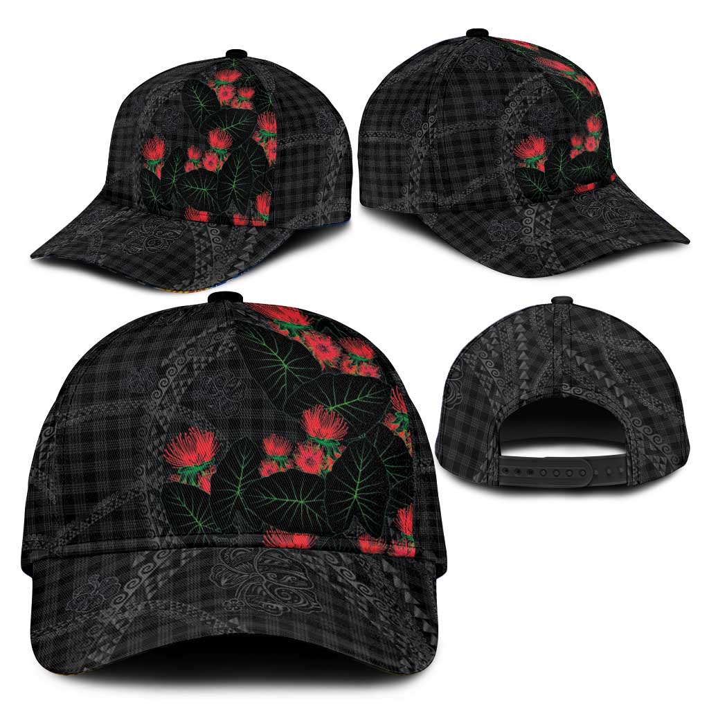 Hawaiian Kakau Art Classic Cap Taro Leaves with Ohia Lehua and Pakala Pattern LT03 - Polynesian Pride
