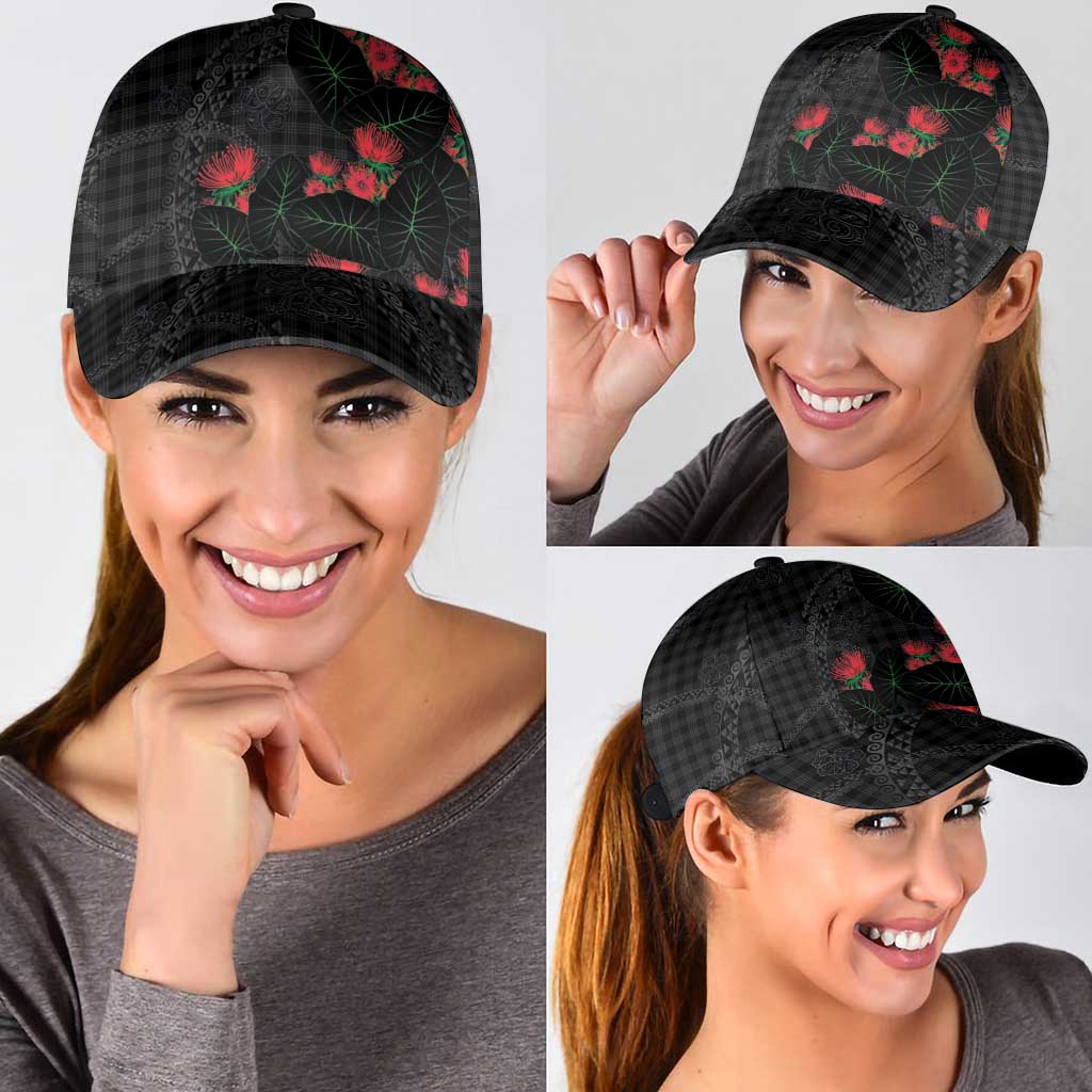 Hawaiian Kakau Art Classic Cap Taro Leaves with Ohia Lehua and Pakala Pattern LT03 - Polynesian Pride