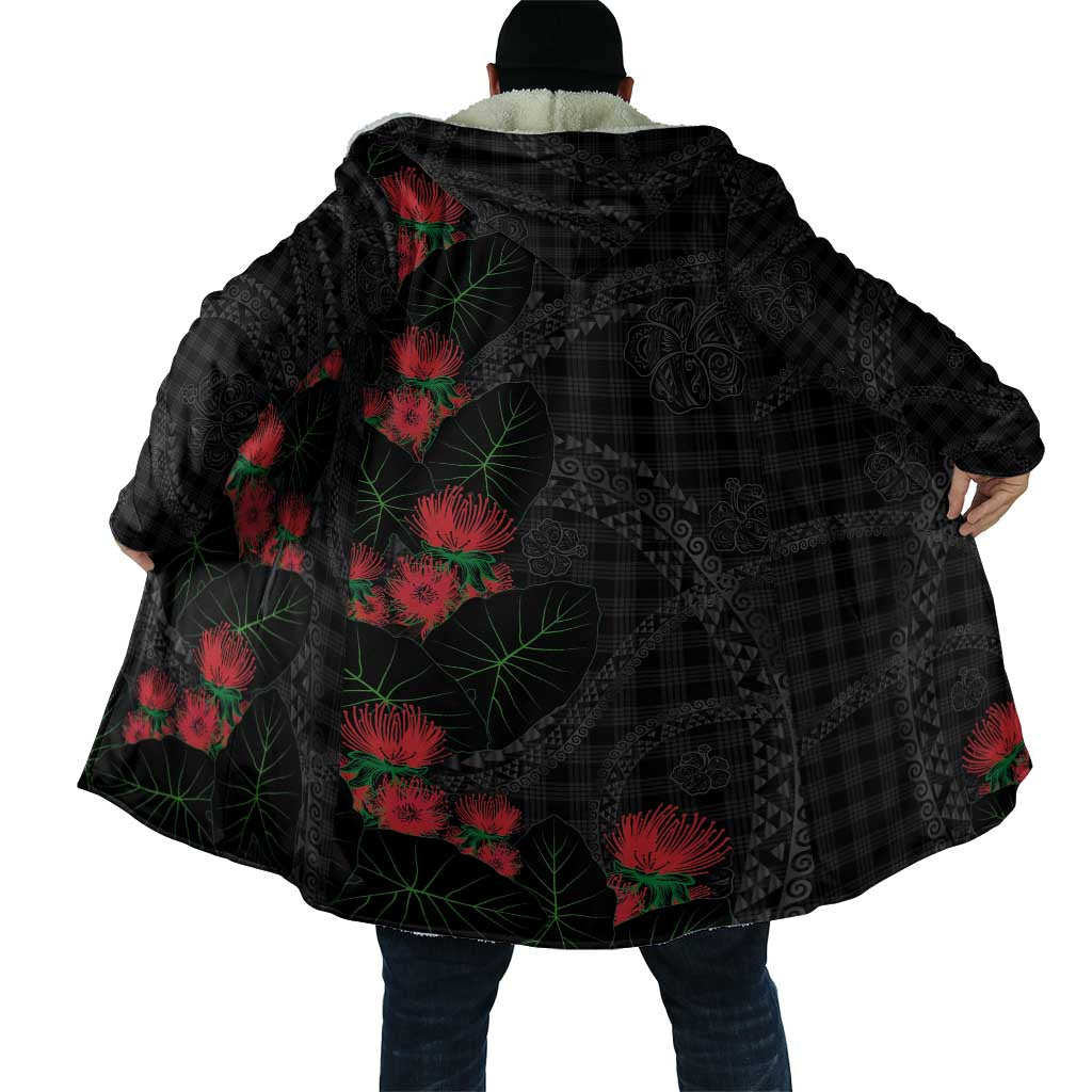 Hawaiian Kakau Art Cloak Taro Leaves with Ohia Lehua and Pakala Pattern - Polynesian Pride