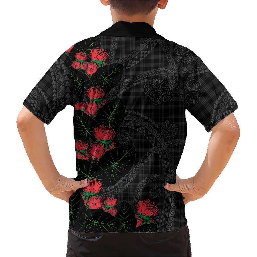 Hawaiian Kakau Art Family Matching Long Sleeve Bodycon Dress and Hawaiian Shirt Taro Leaves with Ohia Lehua and Pakala Pattern - Polynesian Pride