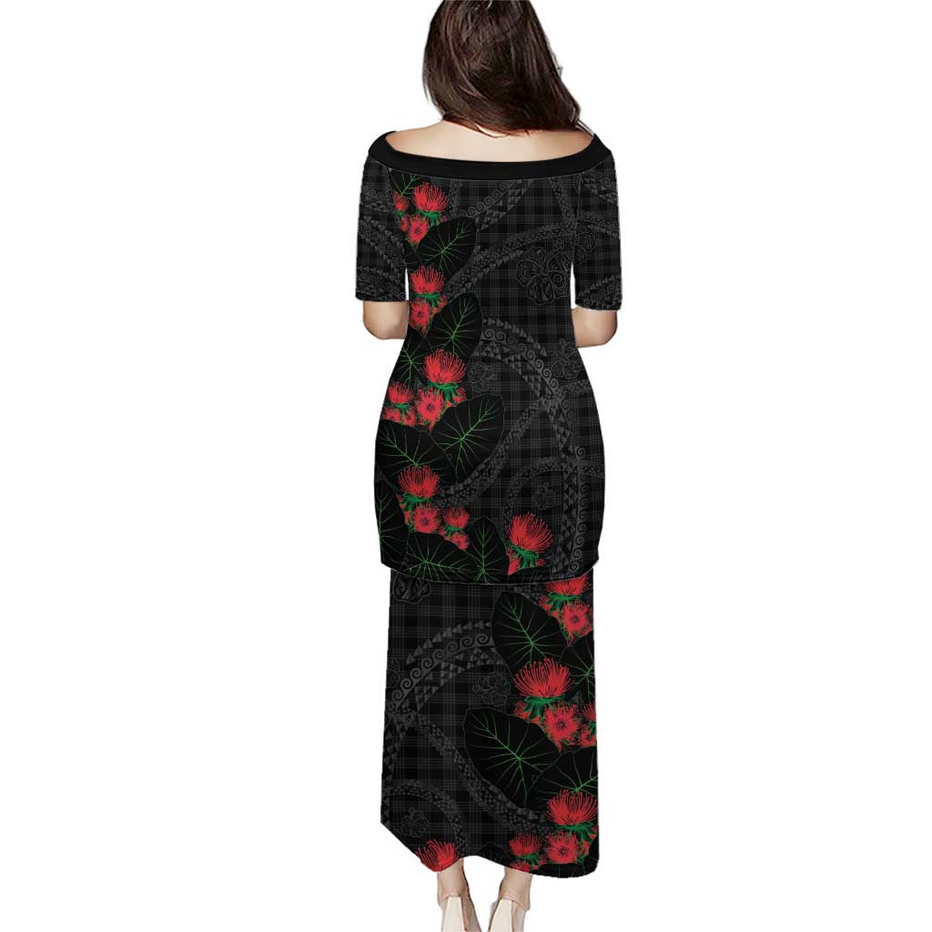 Hawaiian Kakau Art Family Matching Puletasi and Hawaiian Shirt Taro Leaves with Ohia Lehua and Pakala Pattern - Polynesian Pride