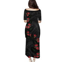 Hawaiian Kakau Art Family Matching Puletasi and Hawaiian Shirt Taro Leaves with Ohia Lehua and Pakala Pattern - Polynesian Pride
