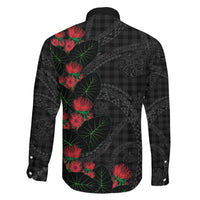 Hawaiian Kakau Art Family Matching Short Sleeve Bodycon Dress and Hawaiian Shirt Taro Leaves with Ohia Lehua and Pakala Pattern - Polynesian Pride