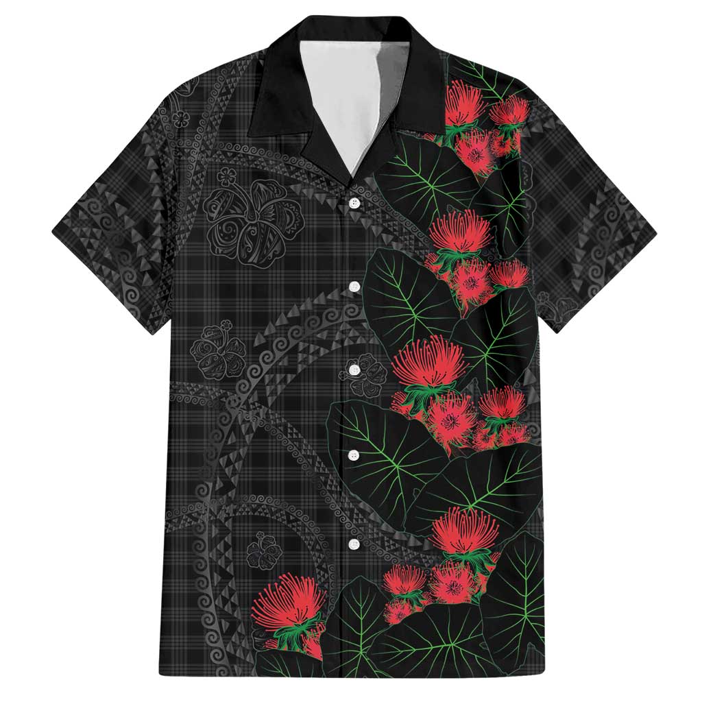 Hawaiian Kakau Art Hawaiian Shirt Taro Leaves with Ohia Lehua and Pakala Pattern - Polynesian Pride