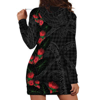 Hawaiian Kakau Art Hoodie Dress Taro Leaves with Ohia Lehua and Pakala Pattern LT03 - Polynesian Pride