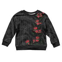 Hawaiian Kakau Art Kid Ugly Christmas Sweater Taro Leaves with Ohia Lehua and Pakala Pattern LT03 Kid Black - Polynesian Pride