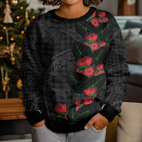 Hawaiian Kakau Art Kid Ugly Christmas Sweater Taro Leaves with Ohia Lehua and Pakala Pattern LT03 - Polynesian Pride