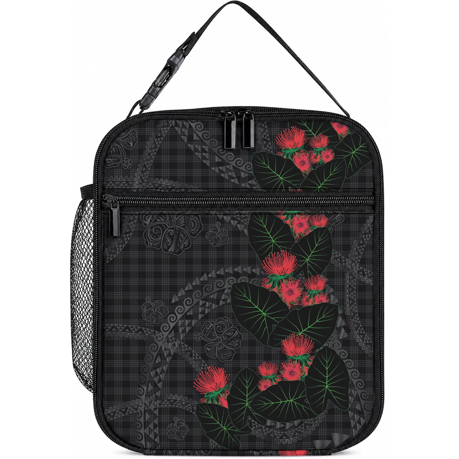 Hawaiian Kakau Art Lunch Bag LT03 10.2 × 8.3 × 4.3 inch Black - Polynesian Pride