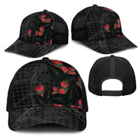 Hawaiian Kakau Art Mesh Trucker Cap Taro Leaves with Ohia Lehua and Pakala Pattern - Polynesian Pride