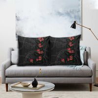 Hawaiian Kakau Art Pillow Cover Taro Leaves with Ohia Lehua and Pakala Pattern - Polynesian Pride